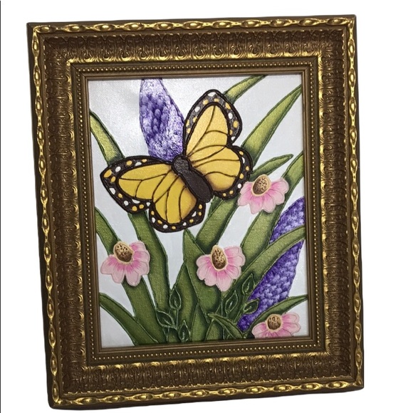 Vintage Butterfly Floral Vintage Butterfly Wooden Frame Wall Art Hanging Picture